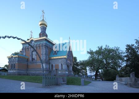 Russische orthodoxe Kapelle auf der Mathildenhöhe in Darmstadt, Hessen, Deutschland Stockfoto