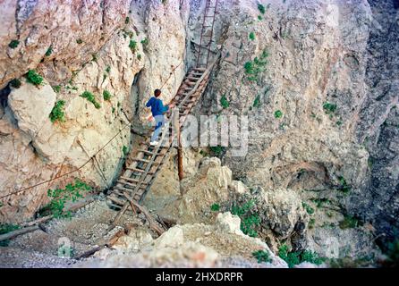 Jugendgruppenwanderung durch das Val Scura, 08. August 1988, Trentino, Italien Stockfoto