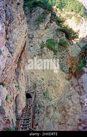 Jugendgruppenwanderung durch das Val Scura, 08. August 1988, Trentino, Italien Stockfoto