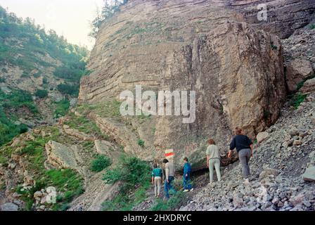 Jugendgruppenwanderung durch das Val Scura, 08. August 1988, Trentino, Italien Stockfoto