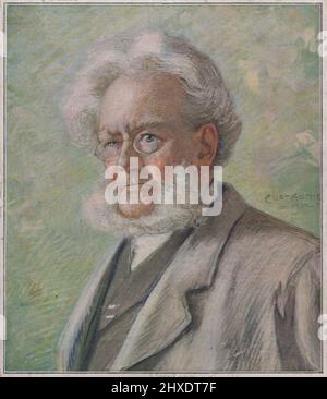 Henrik Ibsens koloriertes Porträtgemälde von Curt Agthe im Jahr 1912. Stockfoto