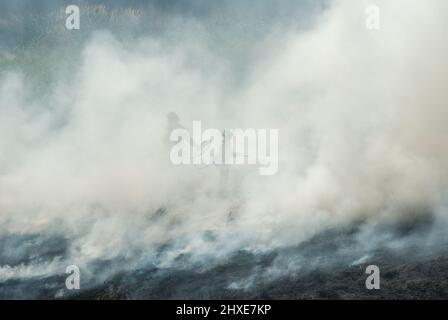 Feuerwehrmänner kämpfen in der Nähe von Fort Collins Colorado gegen ein Brushfeuer Stockfoto