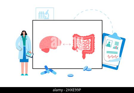 Verbindung zwischen Darm und Gehirn, Illustration Stockfoto