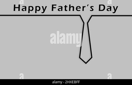 Happy Fathers Day Minimal Design in grauem Hintergrund mit männlichen Krawatte Linie und Copy Space Stockfoto