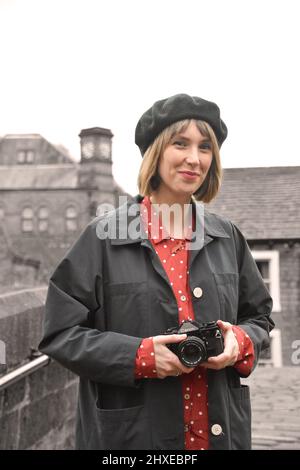 Englische Frau, Portrait, Hebden Bridge Stockfoto