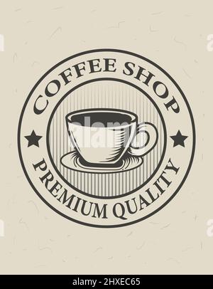 Vintage-Café-Logo im monochromen Stil Stock Vektor