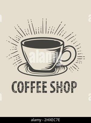 Vintage-Café-Logo im monochromen Stil Stock Vektor