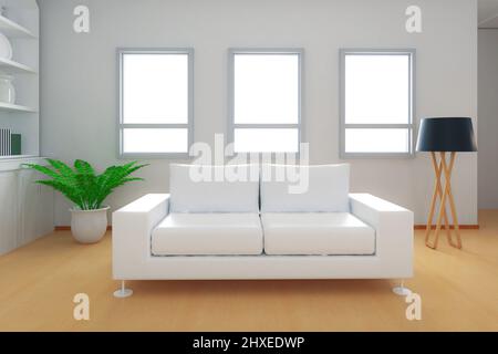 Wohnzimmereinrichtung in gemütlichem Stil mit Sofa und Lampe Stockfoto