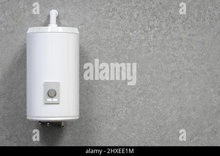 3D Rendering Boiler oder Warmwasserbereiter an der Wand mit Platz hängen Stockfoto