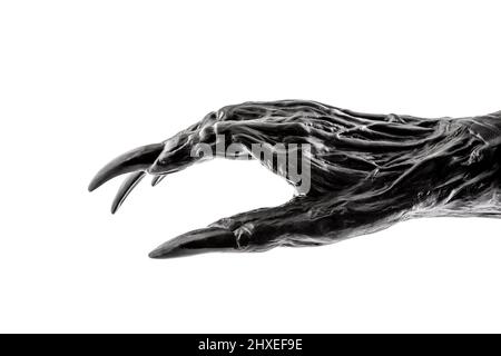 Gruselige Monster Hand isoliert auf weißem Hintergrund mit Clipping Pfad Stockfoto