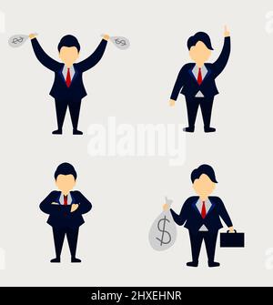 Set Illustration flach Geschäftsmann Charakter Stock Vektor