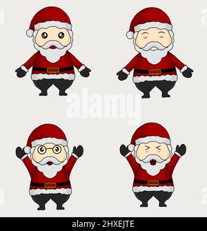 Set Illustration Cute santa Klausel Stock Vektor