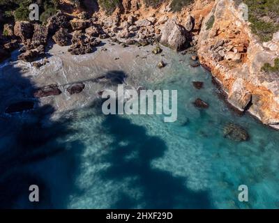 Caló d es Moro, Santanyi, Mallorca, Balearen, Spanien. Stockfoto