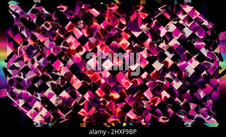 Quadratische Flüssigglasscheiben mit dem Effekt einer wasserähnlichen Textur. Design. Alien-Substanz mit diagonalen dunklen Streifen, nahtlose Schleife. Stockfoto