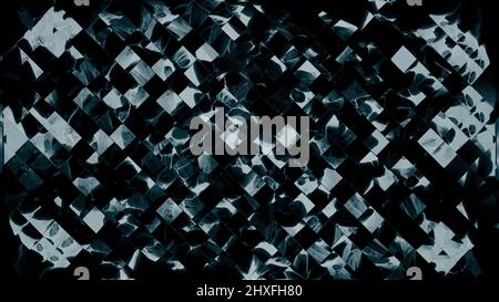 Quadratische Flüssigglasscheiben mit dem Effekt einer wasserähnlichen Textur. Design. Alien-Substanz mit diagonalen dunklen Streifen, nahtlose Schleife. Stockfoto