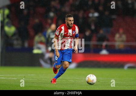 Madrid, Spanien. 11. März 2022. Koke (Atletico) Fußball: Spanisches Spiel 'La Liga Santander' zwischen Club Atletico de Madrid 2-1 Cadiz CF im Estadio Wanda Metropolitano in Madrid, Spanien. Quelle: Mutsu Kawamori/AFLO/Alamy Live News Stockfoto