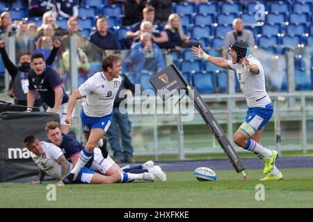 Versuchen Sie Italien während Italien gegen Schottland, Rugby Six Nations Spiel in Rom, Italien, März 12 2022 Stockfoto