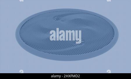 Abstrakte kreisförmige Figur mit unbekannter Substanz im Inneren. Design. Spinning Oberfläche kleine Quadrate mit Wellen. Stockfoto