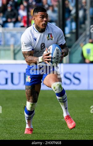 Rom, Italien. 12. März 2022. Montanna Ioane aus Italien beim Guinness Six Nations Rugby zwischen Italien und Schottland im Stadio Olimpico, Rom, Italien am 12. März 2022. Kredit: Giuseppe Maffia/Alamy Live Nachrichten Stockfoto