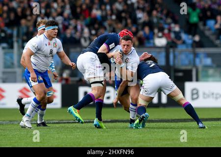 Rom, Italien. 12. März 2022. Paolo Garbisi aus Italien beim Guinness Six Nations Rugby zwischen Italien und Schottland im Stadio Olimpico, Rom, Italien am 12. März 2022. Kredit: Giuseppe Maffia/Alamy Live Nachrichten Stockfoto