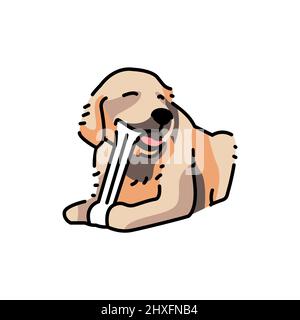 Golder Retriever kauen Knochen Farbe Linie Symbol. Piktogramm für Webseite, mobile App, Promo. Stock Vektor