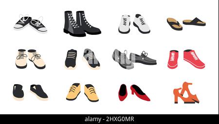 Set aus verschiedenen Schuhen isoliert Stock Vektor