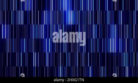 Schimmernde, reflektierende, in horizontale Teile geteilte Wand, nahtlose Schlaufe. Bewegung. Flieder Töne von kurzen Linien mit Glas glühenden Effekt. Stockfoto