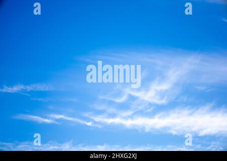 Panorama des blauen Himmels mit federleichten Wolken Stockfoto