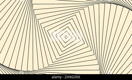 Abstrakte hypnotische optische Illusion rotierender Quadrate, nahtlose Schleife. Bewegung. Rotierende Rhomben, die den Effekt eines farbenfrohen Wirbelstroms erzeugen. Stockfoto