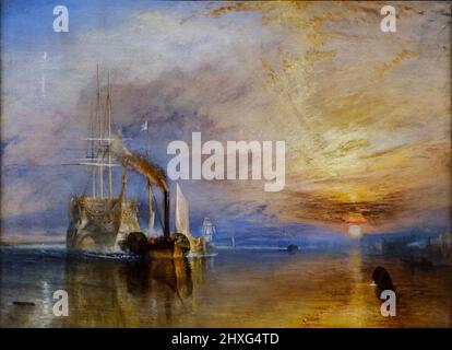 The Fighting Temeraire schleppte zum letzten Liegeplatz von ihr, um aufgelöst zu werden, Joseph Mallord William Turner, 1839, Öl auf Leinwand, National Gallery, London, England, Großbritannien. Stockfoto