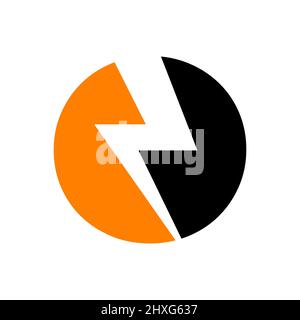 Power Logo O Letter und Lightning Energy Technology. Power O Letter Logo Design mit Beleuchtung Donner Bolt Vorlage Stock Vektor