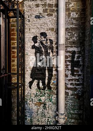 Banksy inspirierte Street Art in Shoreditch, East London. Kredit: Amy Deats/Alamy Stock Foto Stockfoto