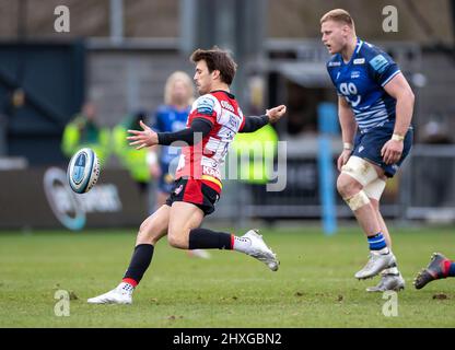 12. March 2022 ; AJ Bell Stadium, Sale, England; Gallagher Premiership Rugby, Sale versus Gloucester: Ben Meehan von Gloucester tritt für die Feldposition ein Stockfoto