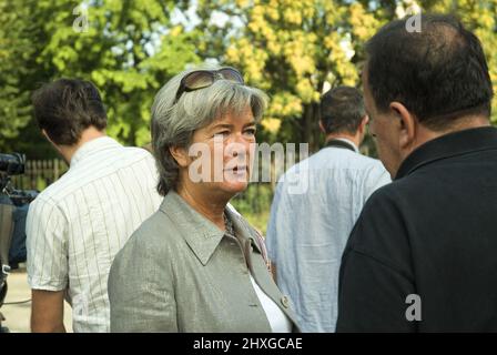 Wien, Österreich. 23. August 2008. Kampagnenveranstaltung mit Heide Schmidt, Spitzenkandidatin des LIF (Liberales Forum) Stockfoto