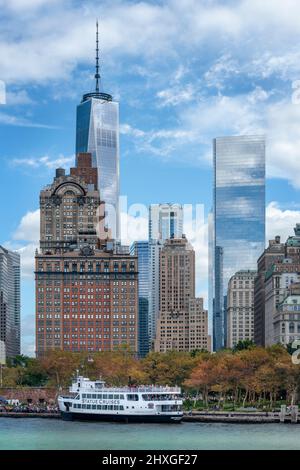 Die unverwechselbare Skyline von Lower Manhattan, New York City - USA Stockfoto