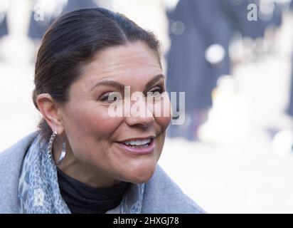 Feier des Namenstages von Kronprinzessin Victoria im Königlichen Palast in Stockholm, Schweden, am 12. März 2022. Im Bild: Kronprinzessin Victoria, Prinz Daniel, Prinzessin Estelle, Prinz Oscar. Foto von Sigge Klemetz / Stella Pictures/ABACAPRESS.COM Stockfoto