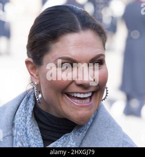 Feier des Namenstages von Kronprinzessin Victoria im Königlichen Palast in Stockholm, Schweden, am 12. März 2022. Im Bild: Kronprinzessin Victoria, Prinz Daniel, Prinzessin Estelle, Prinz Oscar. Foto von Sigge Klemetz / Stella Pictures/ABACAPRESS.COM Stockfoto