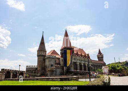 Corvin Castle, oder Hunyad Castle ist eine gotische Burg in Siebenbürgen, Rumänien Stockfoto