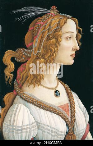 Sandro Botticelli - Idealisiertes Frauenporträt (Porträt von Simonetta Vespucci als Nymphe) um 1480 Stockfoto