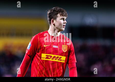 Farum, Dänemark. 11., März 2022. Mads Hansen vom FC Nordsjaelland gesehen beim Superliga-Spiel 3F zwischen dem FC Nordsjaelland und Soenderjyske rechts vom Dream Park in Farum. (Bildnachweis: Gonzales Photo - Dejan Obretkovic). Stockfoto