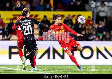 Farum, Dänemark. 11., März 2022. Erik Marxen (15) vom FC Nordsjaelland wurde beim Superliga-Spiel 3F zwischen dem FC Nordsjaelland und Soenderjyske rechts im Dream Park in Farum gesehen. (Bildnachweis: Gonzales Photo - Dejan Obretkovic). Stockfoto