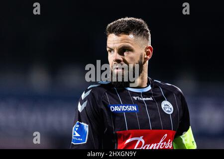 Farum, Dänemark. 11., März 2022. Marc Dal Hende (5) von Soenderjyske beim Superliga-Spiel 3F zwischen dem FC Nordsjaelland und Soenderjyske rechts im Dream Park in Farum. (Bildnachweis: Gonzales Photo - Dejan Obretkovic). Stockfoto