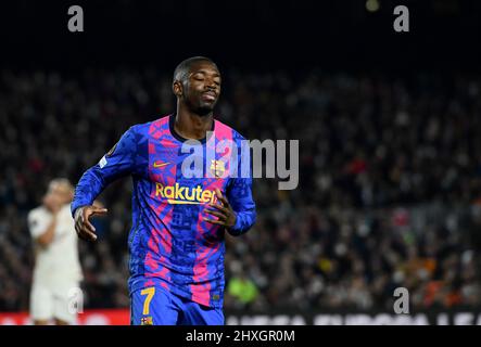 Barcelona, Spanien, 10. März 2022. Ousmane Dembele (7) vom FC Barcelona während des Europa League-Spiels zwischen dem FC Barcelona und Galatasaray SK im Camp Nou Stockfoto