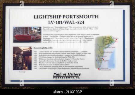 Pfad der Geschichte Plaketten in der Innenstadt von Portsmouth Virginia Stockfoto
