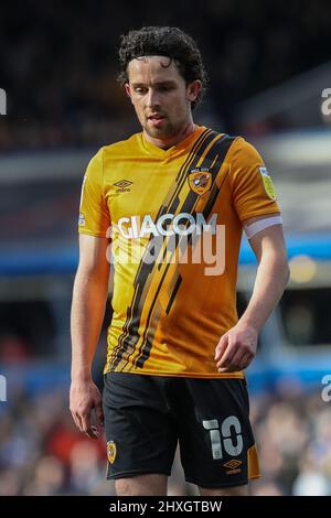 Birmingham, Großbritannien. 12. März 2022. George Honeyman #10 von Hull City während des Spiels in Birmingham, Vereinigtes Königreich am 3/12/2022. (Foto von James Heaton/News Images/Sipa USA) Quelle: SIPA USA/Alamy Live News Stockfoto