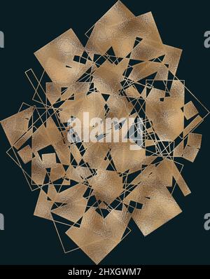 Geometrischer abstrakter Hintergrund, goldschwarze Designstruktur. Abbildung Stockfoto