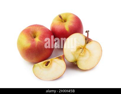 Rote Äpfel auf einem weißen Hintergrund isoliert Stockfoto