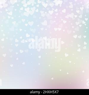 Weißes Herz liebt Konfettis. Valentinstag Gradient amüsanten Hintergrund. Fallende transparente Herzen Konfetti auf zarten Hintergrund. Exquisiter Vektor Stock Vektor