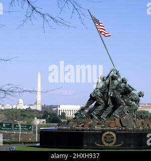 Washington DC Skyline, mit dem US Capitol Building, Lincoln Memorial und dem Washington Monument - Washington DC, USA. Stockfoto