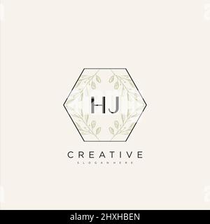 HJ Initial Letter Flower Logo Template Vektor Premium-Vektor Stock Vektor